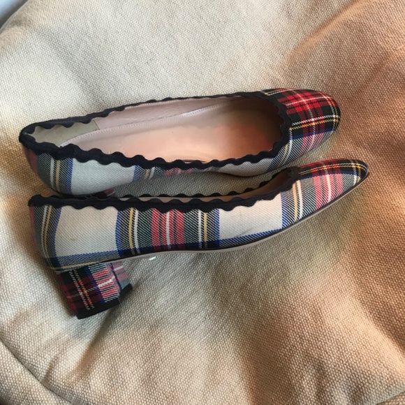 🎊🥂HP🥂🎊 J. Crew Heels 11 Tartan Plaid Scalloped Festive Holiday F8495 Italy - Picture 3 of 8